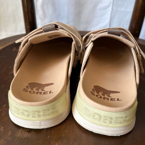 SOREL Women’s Viibe Clog Suede Leather Nova Sans Beige Tan Size 8.5 - Picture 4 of 7